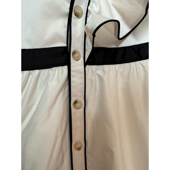 Few Moda New York Asymmetric frilled off shoulder white black dress size small - Picture 10 of 12